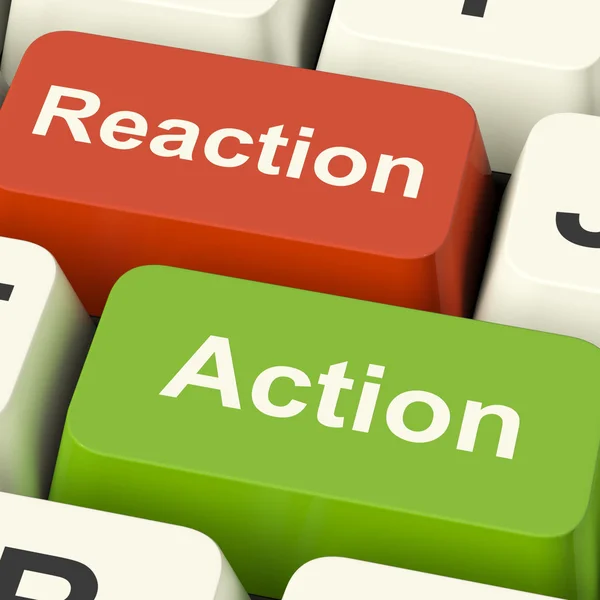Action Reaction Computer Keys Showing Control Feedback And Respo — Stock Photo, Image