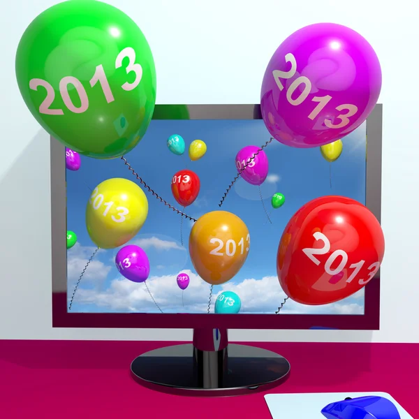 2013 Balões de computador representando o ano dois mil e T — Fotografia de Stock