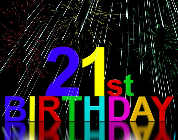 第二十或以烟花庆祝 21 岁生日 — 图库照片