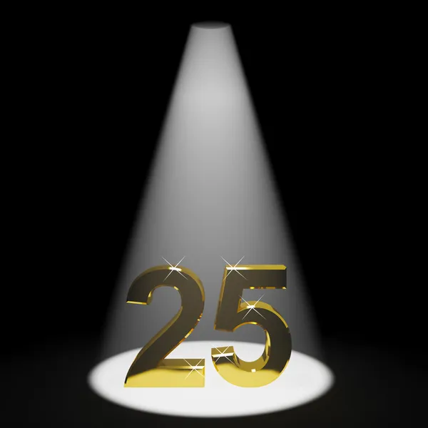 Oro 25esimo numero 3d che rappresenta anniversario o compleanno — Foto Stock