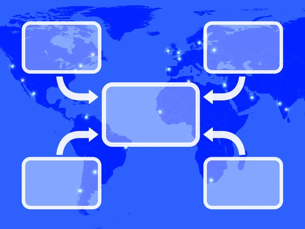 Blå diagrammet med fyra pilar och Tom copyspace visar proces — Stockfoto
