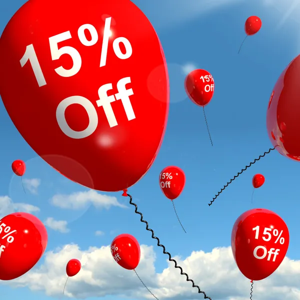 Скидка на продажу воздушных шаров 15% — стоковое фото