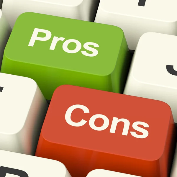 Pros Cons Computer Keys Showing Plus And Minus Alternatives — Stock Photo, Image