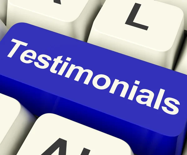 stock image Testimonials Computer Key Showing Recommendations And Tributes O