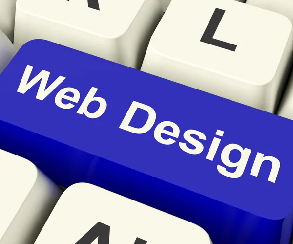 Diseño Web Llave de la computadora Mostrando Internet o diseño gráfico en línea — Foto de Stock