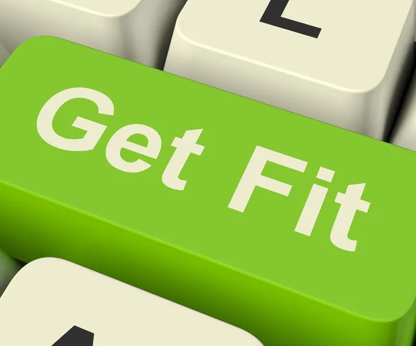 Get Fit Computer Key Showing Exercise And Working Out For Fitnes — Stock Photo, Image