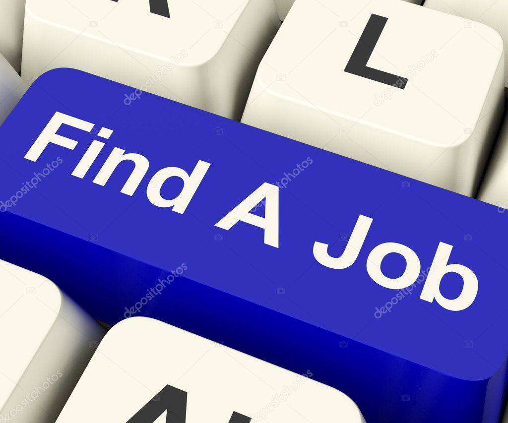 Find A Job Computer Key Showing Work And Careers Search Online