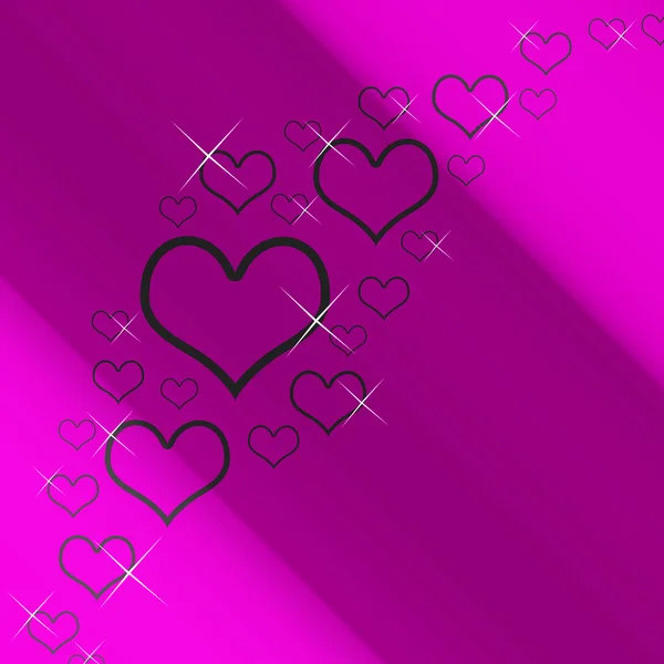 Lila und silberne Herzen Hintergrund mit Copyspace zeigt Liebe r — Stockfoto