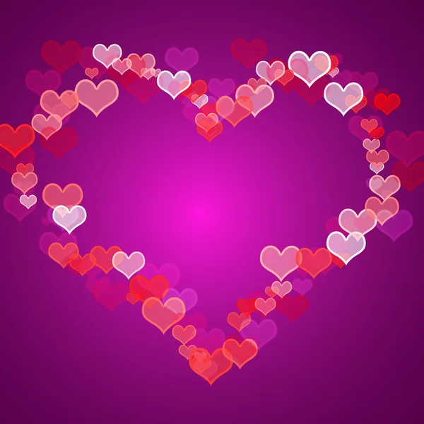 Rött och lila hjärtan bakgrund med kopia utrymme visar kärlek rom — Stockfoto