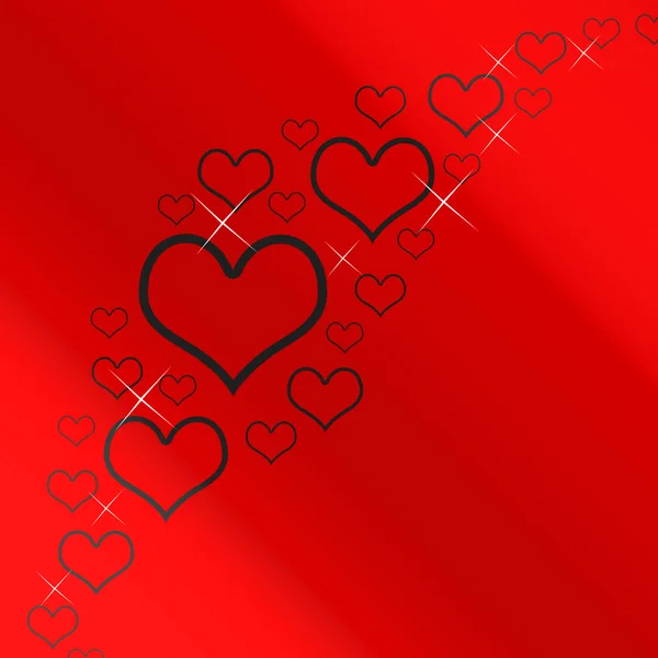 Kırmızı ve gümüş kalpler arka plan boşaltmak gösteren sevgi rom ile — Stok fotoğraf