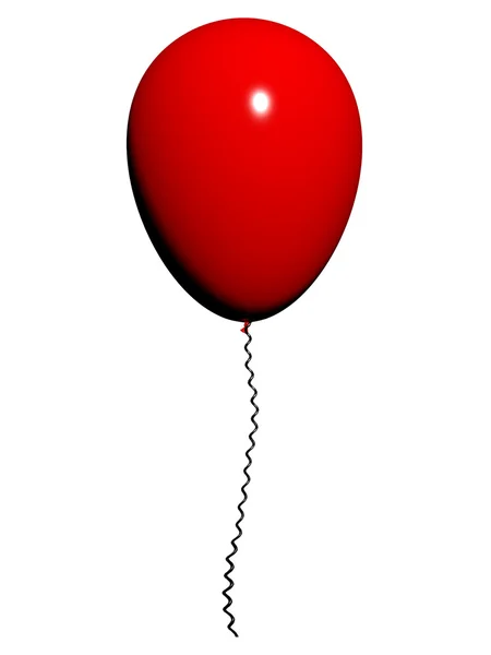 Rode ballon op witte achtergrond met copyspace voor partij invitat — Stockfoto