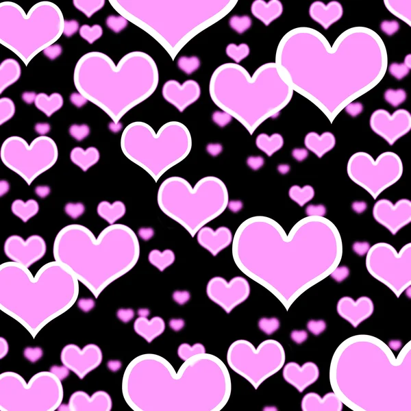 Lilás corações bokeh fundo no preto mostrando amor romance e — Fotografia de Stock