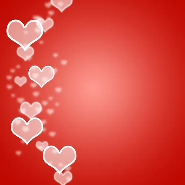 Red Hearts Bokeh fundo com espaço em branco Copyspace mostrando amor e — Fotografia de Stock