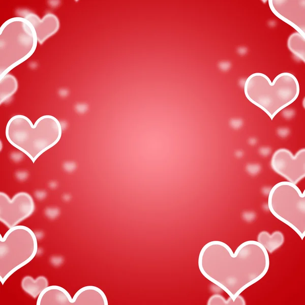 Červené srdce bokeh pozadí s prázdnou copyspace ukazuje lásku — Stock fotografie