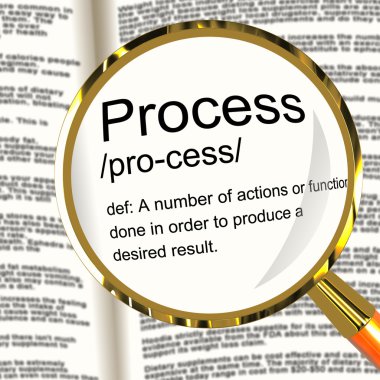 Process Definition Magnified Showing Result From Actions Or Func clipart