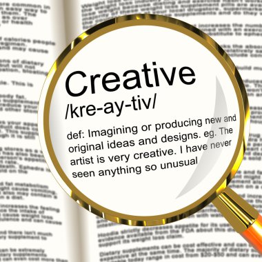 Creative Definition Magnifier Showing Original Ideas Or Artistic clipart