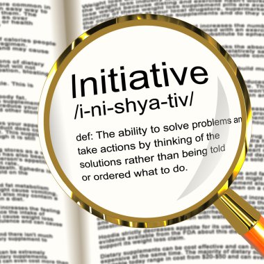 Initiative Definition Magnifier Showing Leadership Resourcefulne clipart