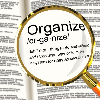 Organize Definition Magnifier Showing Managing Or Arranging Into clipart