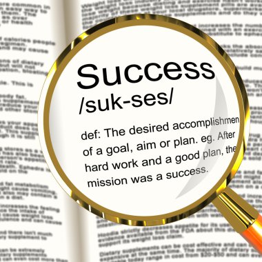 Success Definition Magnifier Showing Achievements Or Attainment clipart