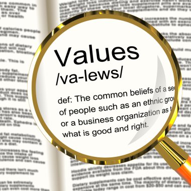 Values Definition Magnifier Showing Principles Virtue And Morali clipart