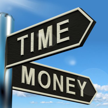 Time Money Signpost Showing Hours Are More Important Than Wealth clipart