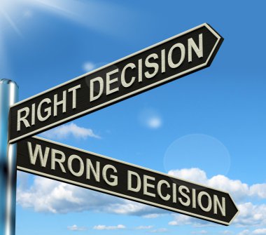 Right Or Wrong Decision Signpost Showing Confusion Outcome And C clipart