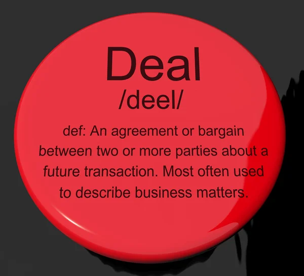 Deal Definition Button Showing Agreement Bargain Or Partnership — Stock Photo, Image