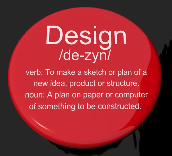 Design Definition Button Showing Sketch Plan Artwork Or Graphic — Stock Photo, Image