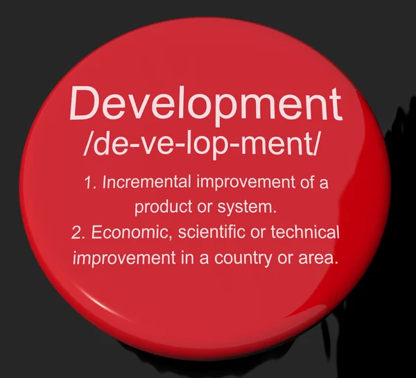 Botão da definição do desenvolvimento que mostra o crescimento ou a Adva da melhoria — Fotografia de Stock