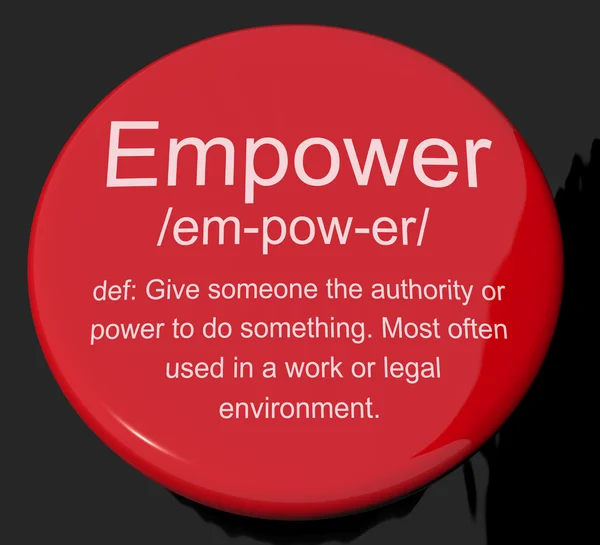 Pousser le bouton de définition montrant l'autorité ou le pouvoir donné à faire — Photo