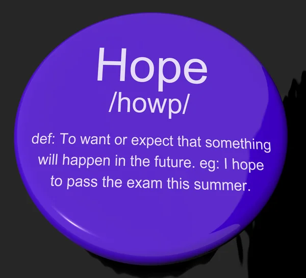 Hoppas definition knappen visar önskemål vill och hoppas — Stockfoto