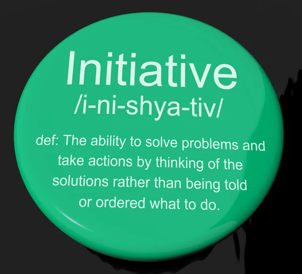 Initiative Definition Button Showing Leadership Resourcefulness — Stock Photo, Image