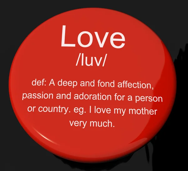 Love Definition Button Showing Loving Valentines And Affection — Stock Photo, Image