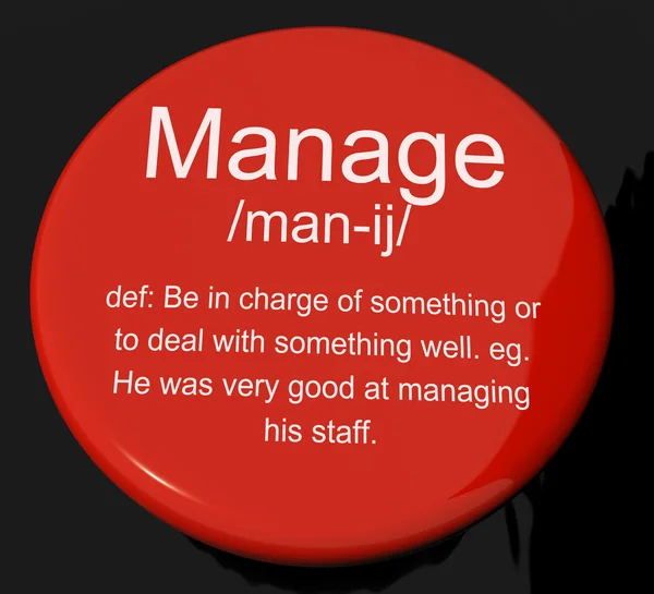 Manage Definition Button Showing Leadership Management And Super — Stock Photo, Image
