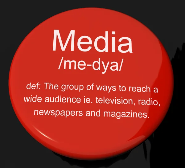 Botón de definición de medios que muestra maneras de llegar a una audiencia — Foto de Stock