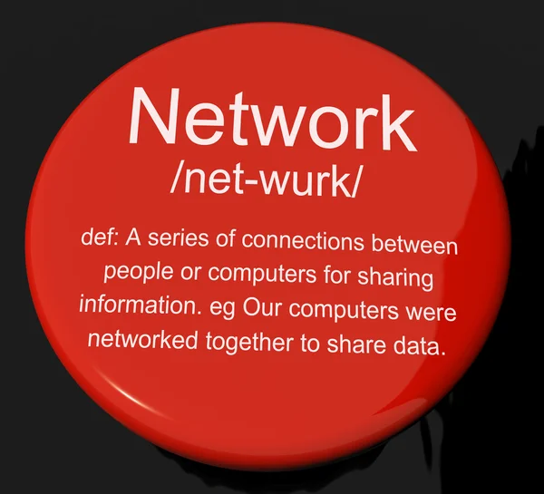 Network Definition Button Showing System Of Computers Or — Stock Photo, Image