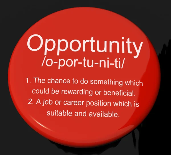 Opportunity Definition Button Showing Chance Possibility Or Care — Stock Photo, Image