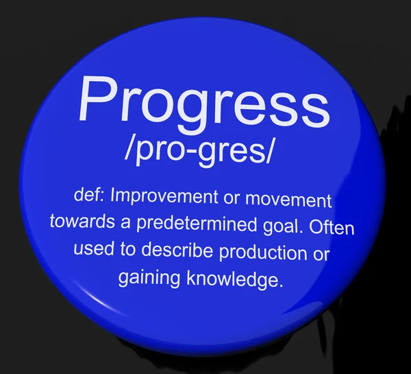 Progress Definition Button Showing Achievement Growth And Develo — Stock Photo, Image