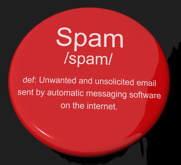 Botão de definição de spam mostrando e-mail indesejado e malicioso — Fotografia de Stock