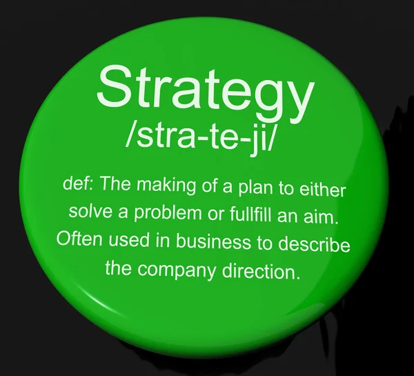 Strategy Definition Button Showing Planning Organization And Lea — Stock Photo, Image