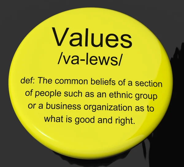 Values Definition Button Showing Principles Virtue And Morality — Stock Photo, Image