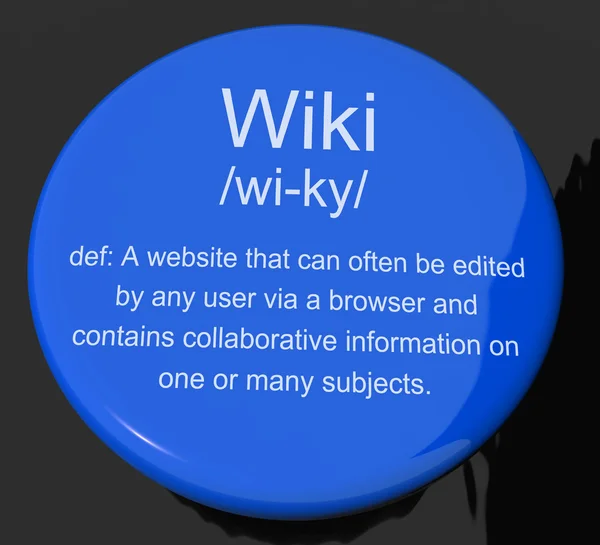 Wiki Definition Button Showing Online Collaborative Community En — Stock Photo, Image