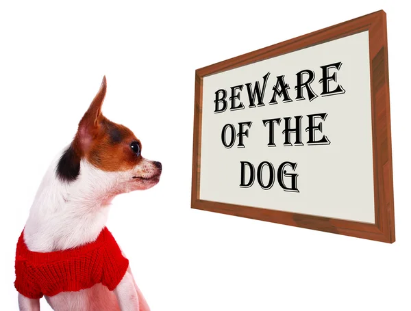 Beware Of The Dog Sign Showing Protection And Warning — Stock Photo, Image