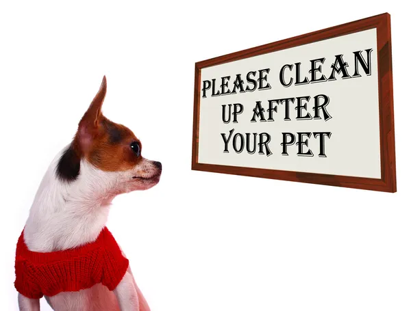 Kérjük megtisztítása után a kedvtelésből tartott kutya jele — Stock Fotó