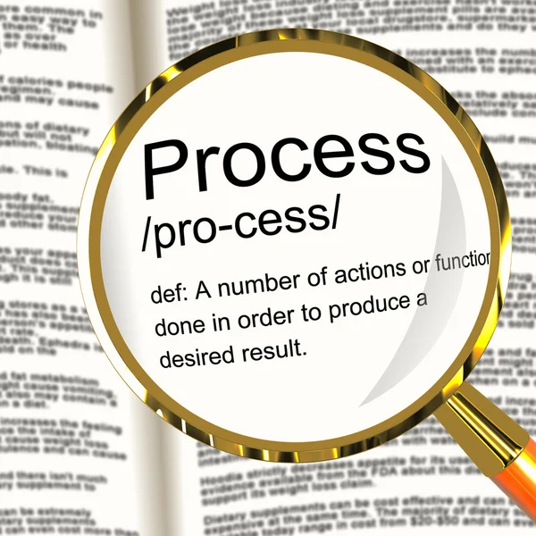 Proces definicji powiększony wyświetlone w wyniku działania lub func — Zdjęcie stockowe