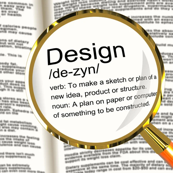 Diseño definición lupa mostrando boceto plano ilustraciones o gráfico —  Fotos de Stock