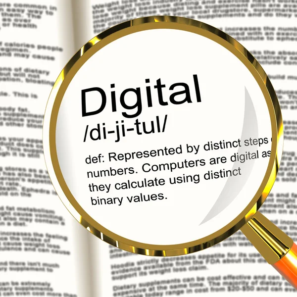 Digital Definition Magnifier Showing Binary Values Used In Compu — Stock Photo, Image