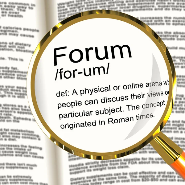 Forum definicji Lupa Wyświetlono miejsca lub online arena dla d — Zdjęcie stockowe