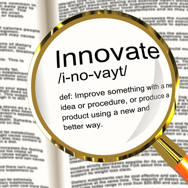 Definicja Lupa twórczego rozwoju i innowacji — Zdjęcie stockowe