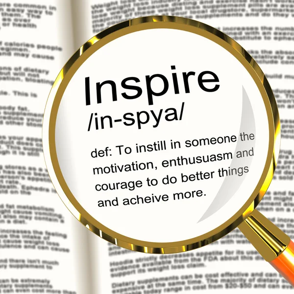 Inspire Definition Magnifier Showing Motivation Encouragement An — Stock Photo, Image